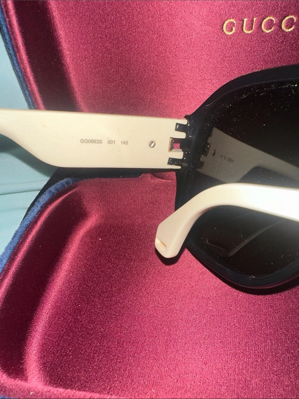 Gucci Black Shield Sunglasses with White Accents